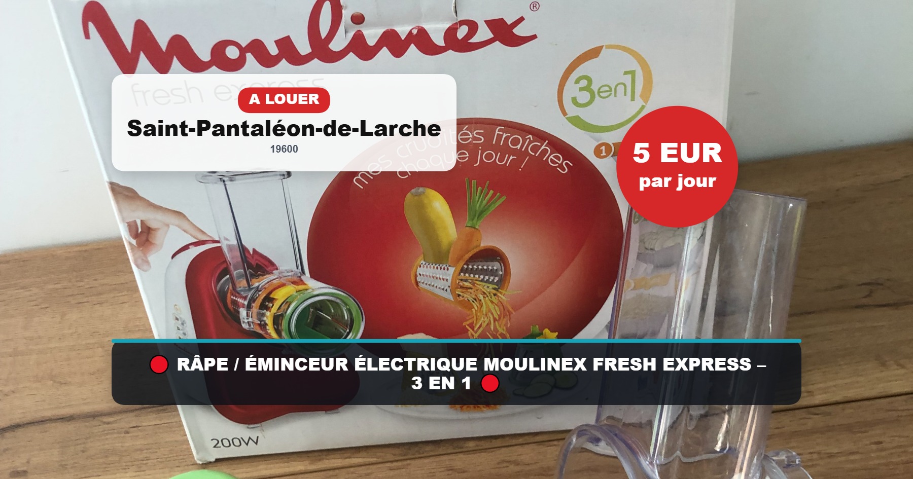 🔴 RÂPE / ÉMINCEUR ÉLECTRIQUE MOULINEX FRESH EXPRESS – 3 EN 1 🔴